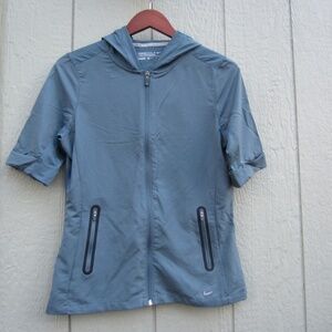 NIKE Golf  Tour Performance Jacket Womens Medium Grey Blue Hoodied 542059-421